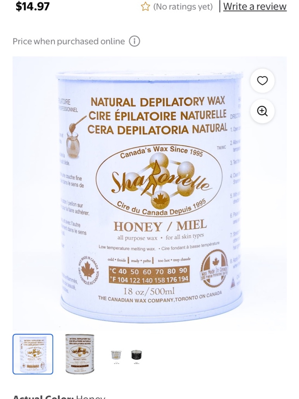 Spa Sorrelle Honey Natural Depilatory Wax - Gold & White Can